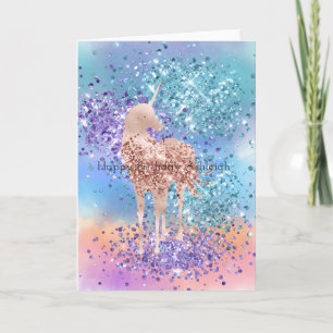 Rosa Einhorn Sparkle Lila Aqua Glitzer Confetti  Karte