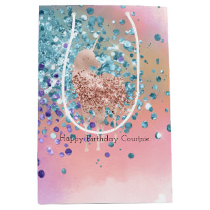 Rosa Einhorn Sparkle Lila Aqua Glitzer Confetti Mittlere Geschenktüte