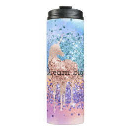 Rosa Einhorn Sparkle Lila Aqua Glitzer Confetti Thermosbecher