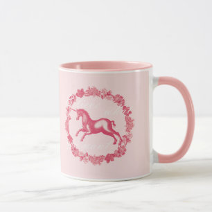 Rosa Einhorn und Blume Tasse