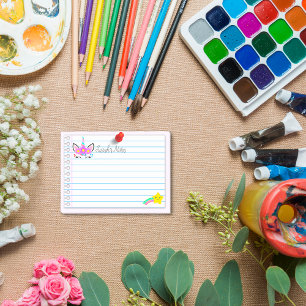 Rosa Einhorn- und Regenbogenschuss Sterne 4" x 3" Post-it Klebezettel