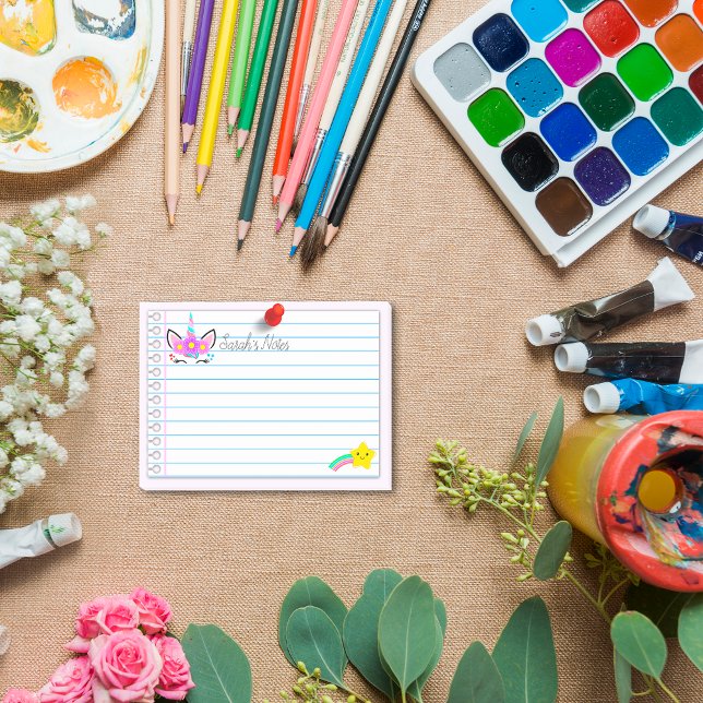 Rosa Einhorn- und Regenbogenschuss Sterne 4" x 3" Post-it Klebezettel (Von Creator hochgeladen)