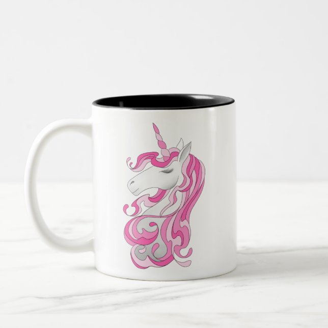 Rosa Einhorn Zweifarbige Tasse (Links)