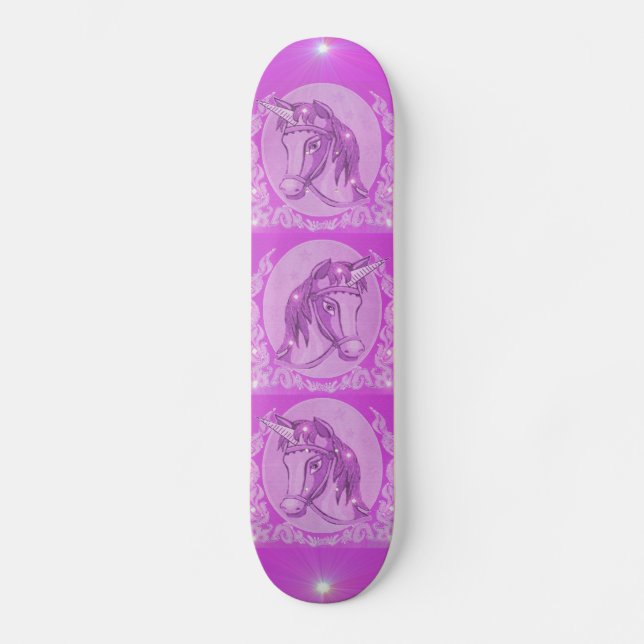 Rosa Einhörner Skateboard (Vorderseite)