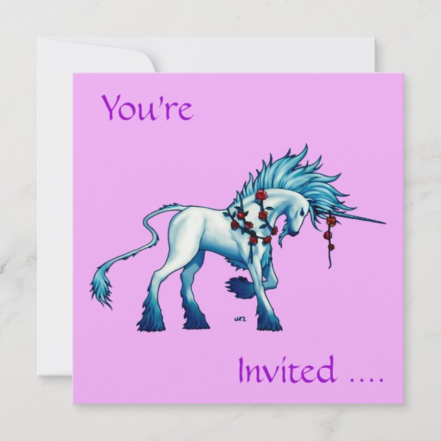 Rosa Einicorn Liebe Geburtstag Einladung (Vorderseite)