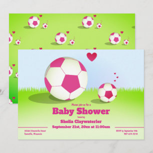 Rosa Einladung der Fußball-/Fußball-Babyparty- 