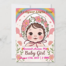 Rosa Einladung zur Babyparty für Mädchen