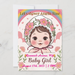 Rosa Einladung zur Babyparty für Mädchen