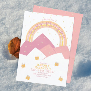 Rosa Einladung zur Babyparty mit Schneegestöber au
