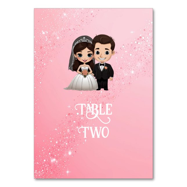 Rosa Einladungen für Hochzeiten mit Diamanten-Glit Tischnummer (Rückseite)