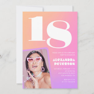 Rosa Einladungen zum 18. Geburtstag für ihr Retro-