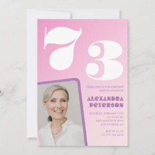 Rosa Einladungen zum 73. Geburtstag Retro-Foto