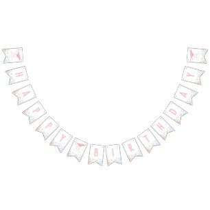 Rosa Eins der Meerestiere 1. Geburtstag Wimpelkette