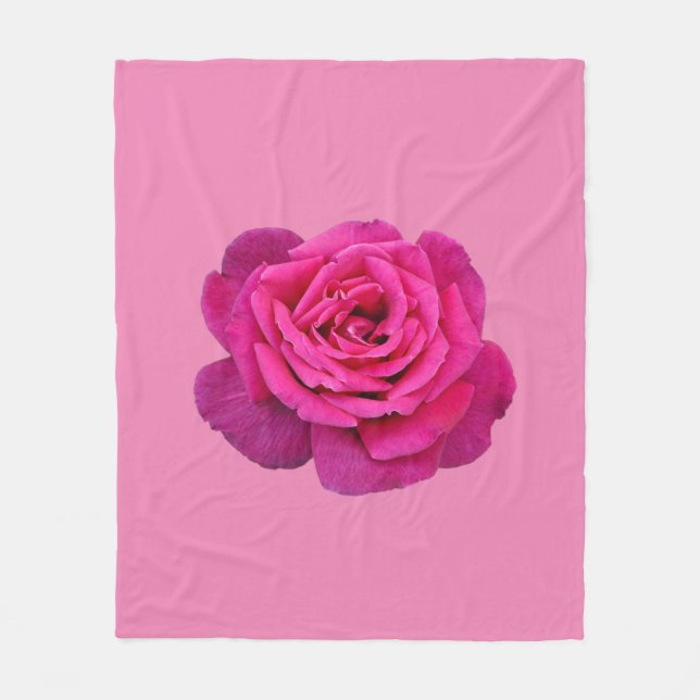 Rosa Einzelrose Fleecedecke (Vorderseite)