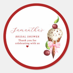 Rosa Eis Kirschrot Geschöpft Brautparty Runder Aufkleber