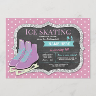 Rosa Eis-Skaten-Geburtstags-Party-Eisbahnen-Skate Einladung