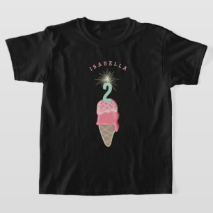 Rosa Eis-Sparkling-Girl 2. Geburtstagsfeier T-Shirt