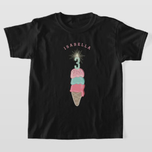 Rosa Eis-Sparkling-Girl 3. Geburtstagsfeier T-Shirt