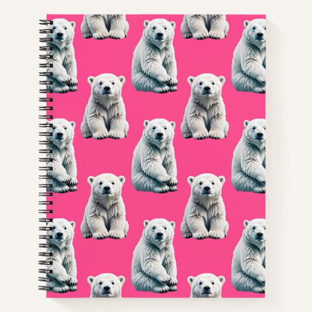 Rosa Eisbär Musterdesign  Notizbuch (Vorderseite)