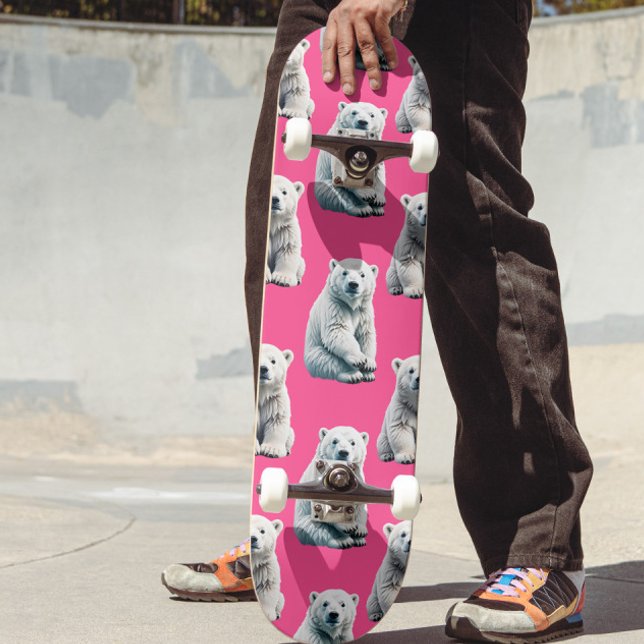Rosa Eisbär Musterdesign  Skateboard (Von Creator hochgeladen)