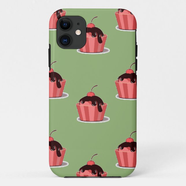 Rosa Eisbecher auf grün Case-Mate iPhone Hülle (Rückseite)