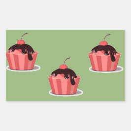 Rosa Eisbecher auf grün Rechteckiger Aufkleber