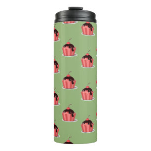 Rosa Eisbecher auf grün Thermosbecher