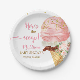 Rosa Eiscreme-Baby-Party Pappteller