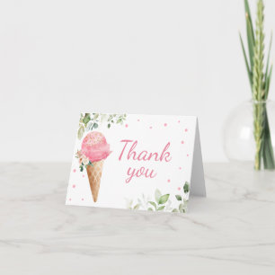 Rosa Eiscreme-Baby-Shower-Dankeskarten Dankeskarte