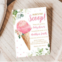 Rosa Eiscreme-Baby-Shower-Einladung