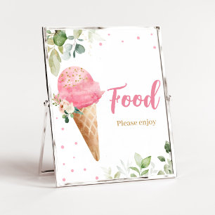 Rosa Eiscreme-Baby-Shower-Essensschild Poster