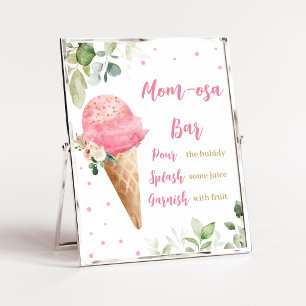 Rosa Eiscreme-Baby-Shower-Mom-Osa-Bar-Schild Poster