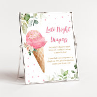 Rosa Eiscreme-Baby-Shower-Schild für späte Nachtwi