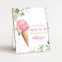 Rosa Eiscreme-Baby-Shower-Umschlag-Station-Schild