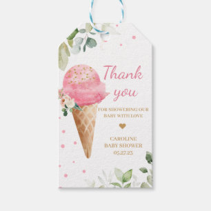 Rosa Eiscreme-Babyshower-Anhänger Geschenkanhänger