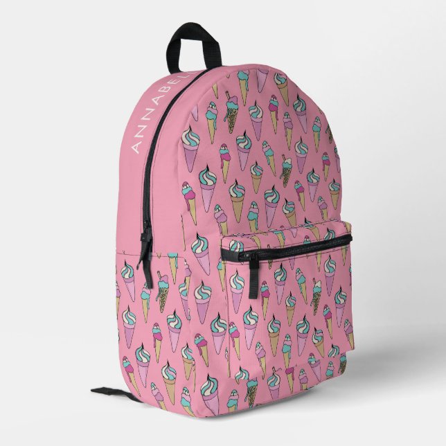 Rosa Eiscreme Bedruckter Rucksack (Rückseitige Ecke links)