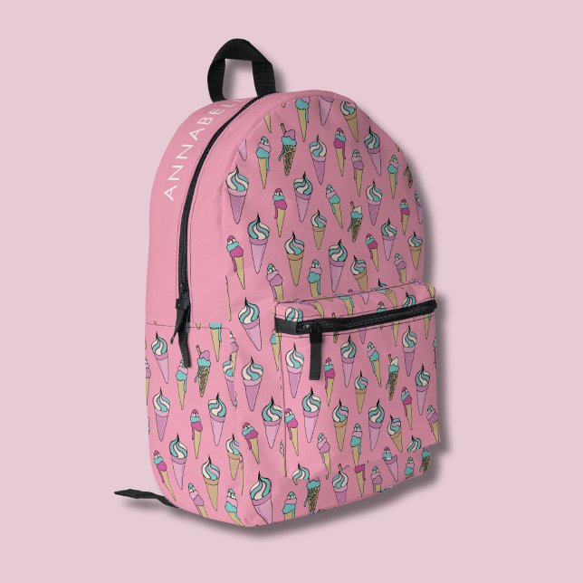 Rosa Eiscreme Bedruckter Rucksack (Pink Ice cream cone backpack)