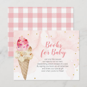 Rosa Eiscreme Gold Glitter Bücher für Baby Einladungspostkarte