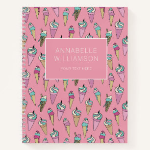 Rosa Eiscreme-Kegel-Muster Notizbuch
