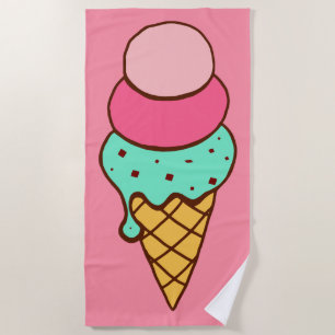 Rosa Eiscreme-Kegel-Strandtuch-Geschenk Strandtuch