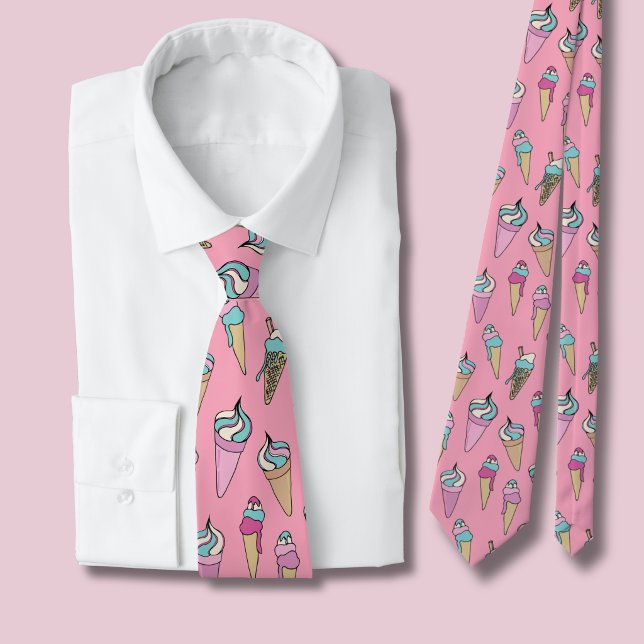 Rosa Eiscreme-Kronmuster Krawatte (Pink Ice cream cone tie )
