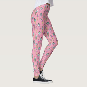Rosa Eiscreme-Kronmuster Leggings