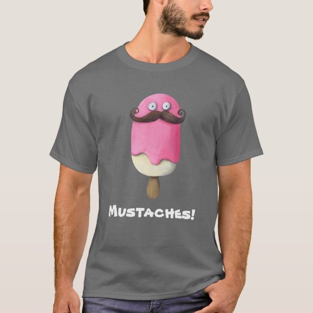 Rosa Eiscreme mit den Schnurrbärten T-Shirt (Vorderseite)