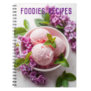 Rosa Eiscreme mit Lilac Blume Feinschmecker Rezept Notizblock