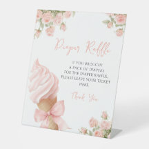 Rosa Eiscreme-Schleifen-Blumen-Baby-Windel-Raffle-