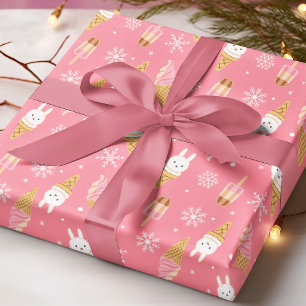 Rosa Eiscreme-Schneeflocken-Weihnachtsmuster Geschenkpapier