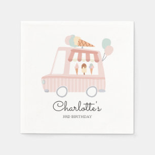 Rosa Eiscreme Truck Geburtstagsparty Dekorationen Serviette