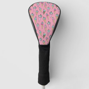 Rosa Eiskremmuster Golf Headcover