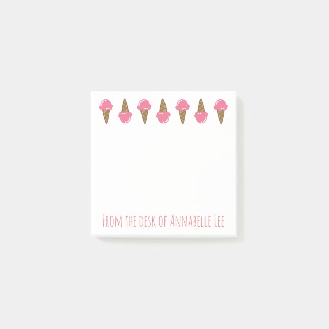 Rosa Eistüten auch Post-it Klebezettel (Vorderseite)
