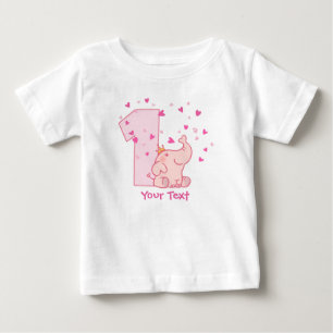 Rosa Elefant-1. Geburtstag fertigen besonders an Baby T-shirt